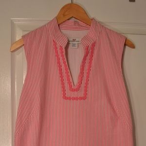 Vineyard Vines Pink White Striped Seersucker Dress